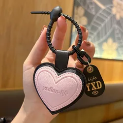 Pink Heart shaped Leather Car Keychain Personalized Men's and Women's Bag Pendant Pendant Face Exquisite Keychain