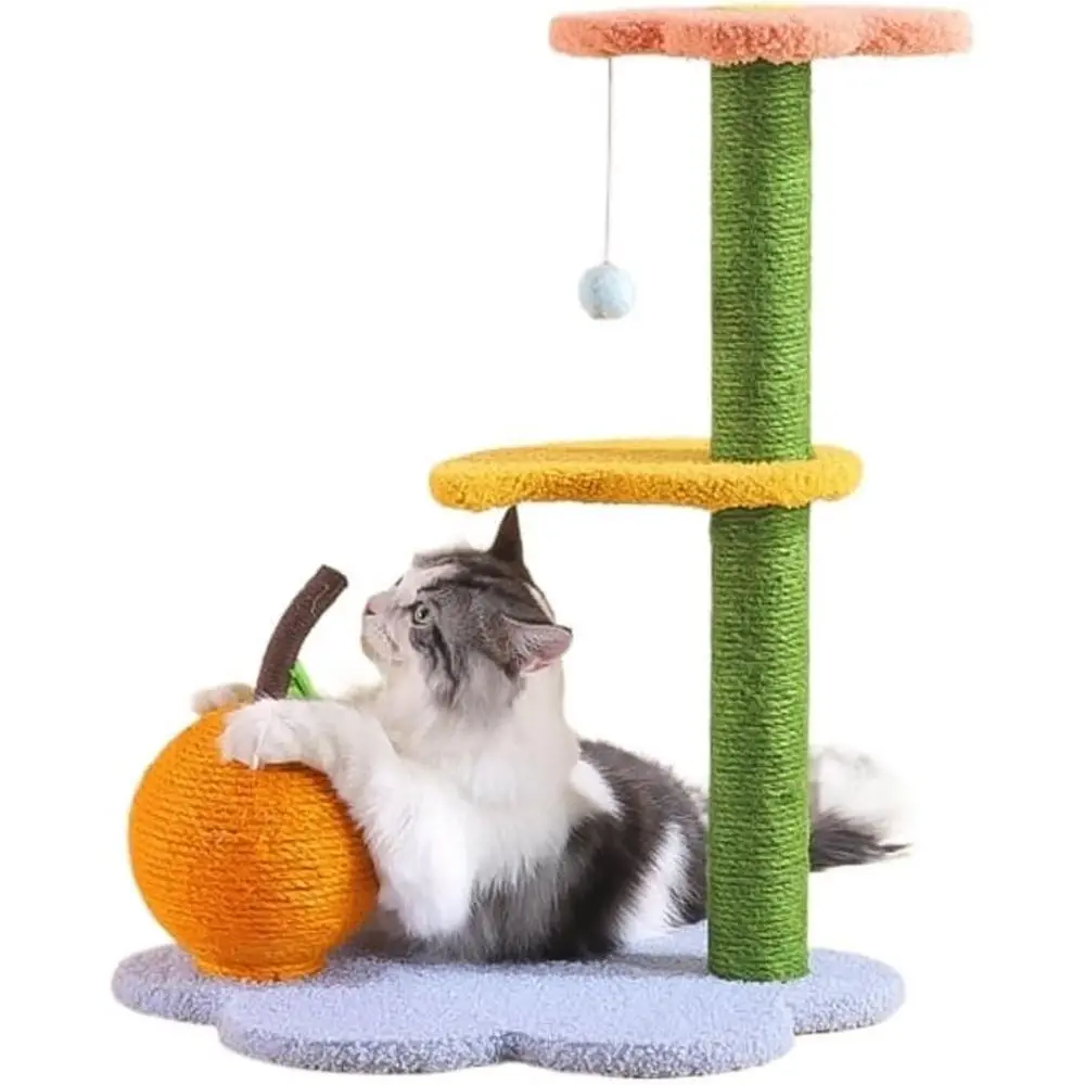 

Компактная сизалевая когтеточка с прочной доской, игровым центром и лежанкой для кошек