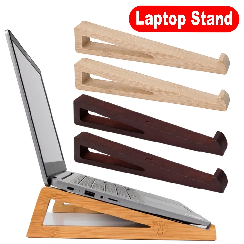 Portable Foldable Wooden Laptop Stand-Ergonomic Adjustable Angle Cooling Ventilation Triangular Design Laptop Stand Accessories