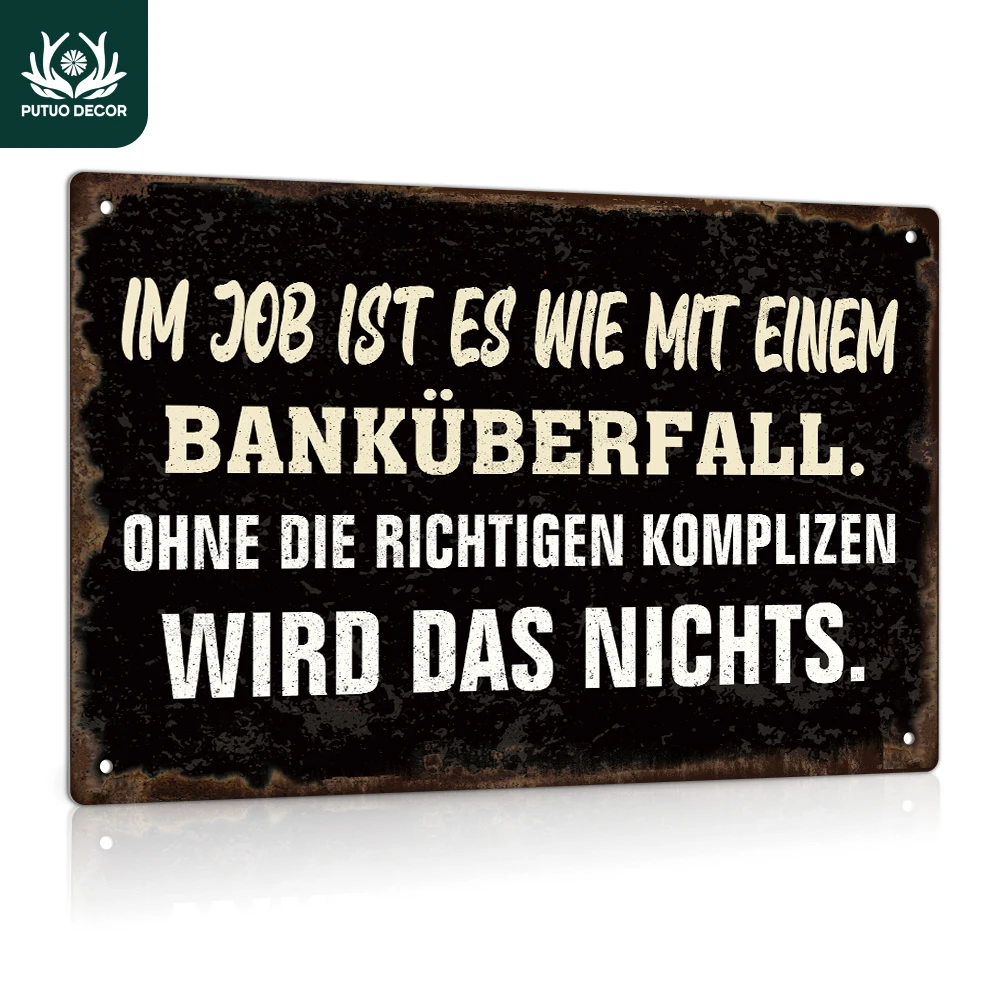 

Putuo Decor 1pc German Vintage Metal Tin Sign，Wall Art Decor for Home Farmhouse Office Studio，7.9x11.8Inches, Gifts for Friends