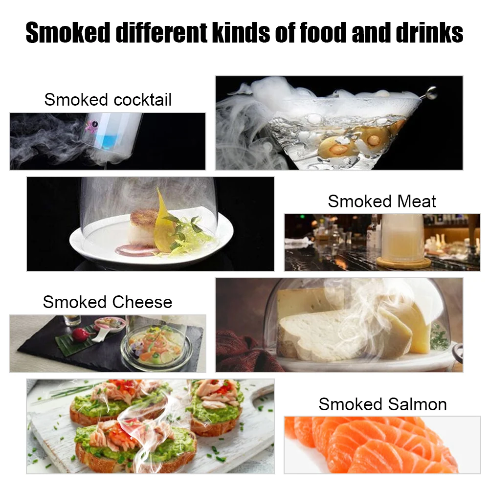 Molecular Cuisine Smoking G un Portable Food Cold Smoke Generator Smokehouse Cooking Meat Fish  Bacon Smoker Wood Chips