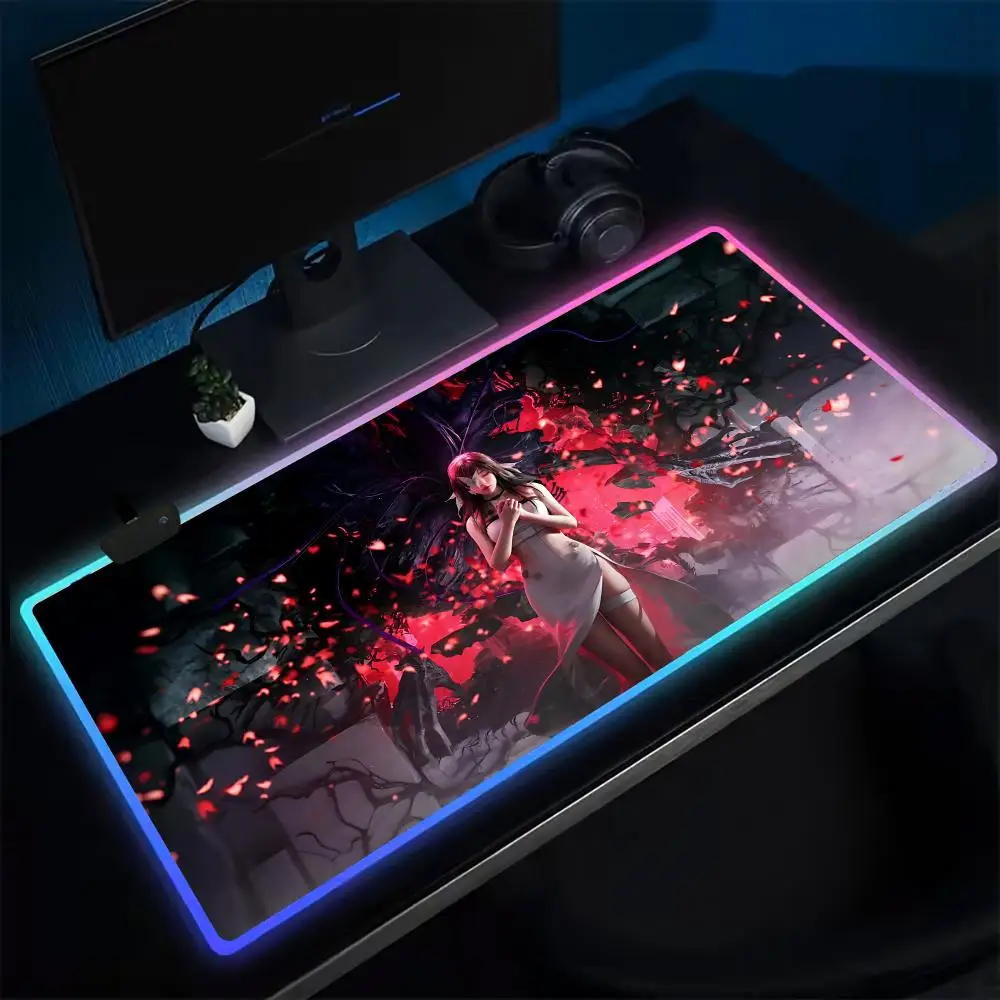 15 O-Once H-Human Gamer Mouse Pad Anime Gaming Mouse Pad LED Table Pads Backlit Rubber Desktop XXL Mousepad RGB Desk Mats