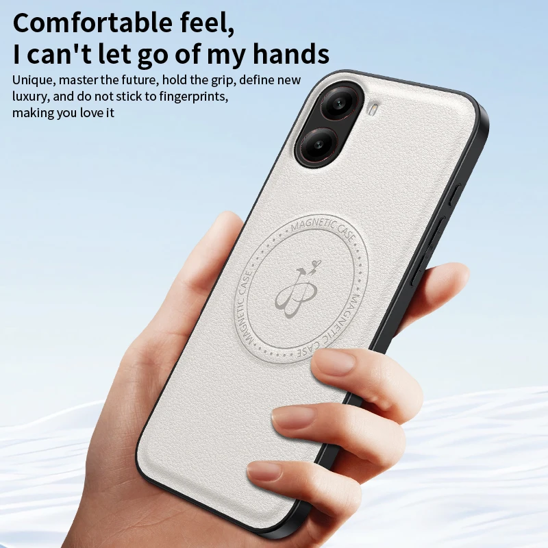 حافظة مغناطيسية للشحن اللاسلكي لهاتف Xiaomi Poco F7 5G غطاء حماية من جلد البولي يوريثان غلاف خلفي صلب Coque Funda