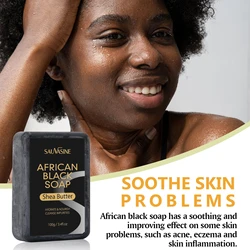 100g Sabonete PRETO Africano para Cuidados com a Pele - Limpeza Profunda Esfoliação Hidratante Tratamento de Acne e Resultados de Pele Suave Sabonete Diy