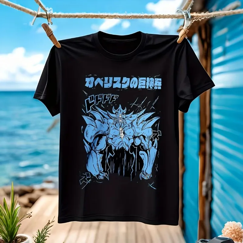 Trend Summer 2025 Cosplay Neutral Black and White Obelisk T-Shirt The Tormentor Kaiba Yu Gi Oh Yu-Gi Oh Black Shirt All Sizes