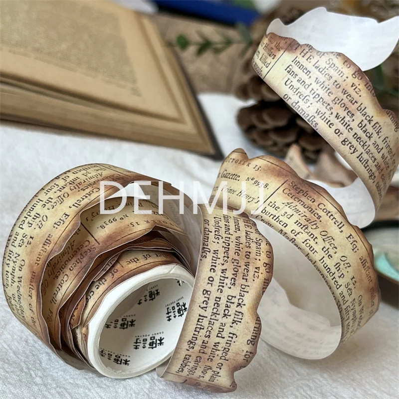 Vintage Letter Burned Masking Washi Tape Retro Newspaper Letter Decorative Adhesive Tape Diy Scrapbooking Sticker Stationery