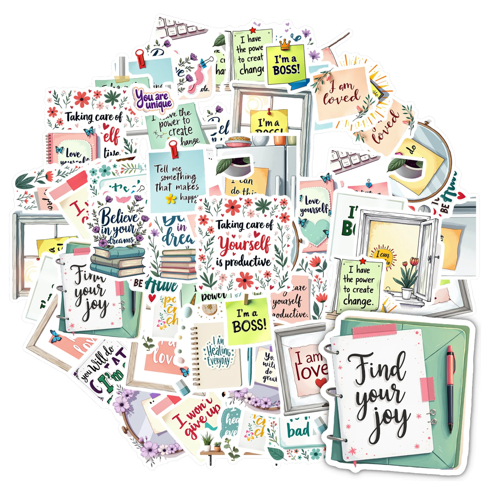 

35pcs-70pcs Motivational Stickers Colorful DIY Stickers Funny Stickers For DIY Phone Laptop Scrapbook Bike Guitar Laptop Helmet