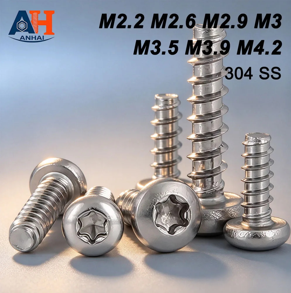 AnHai 304 SS Pan Head Torx Self Tapping Screws 6 Lobe Star Drive For Plastic Installation