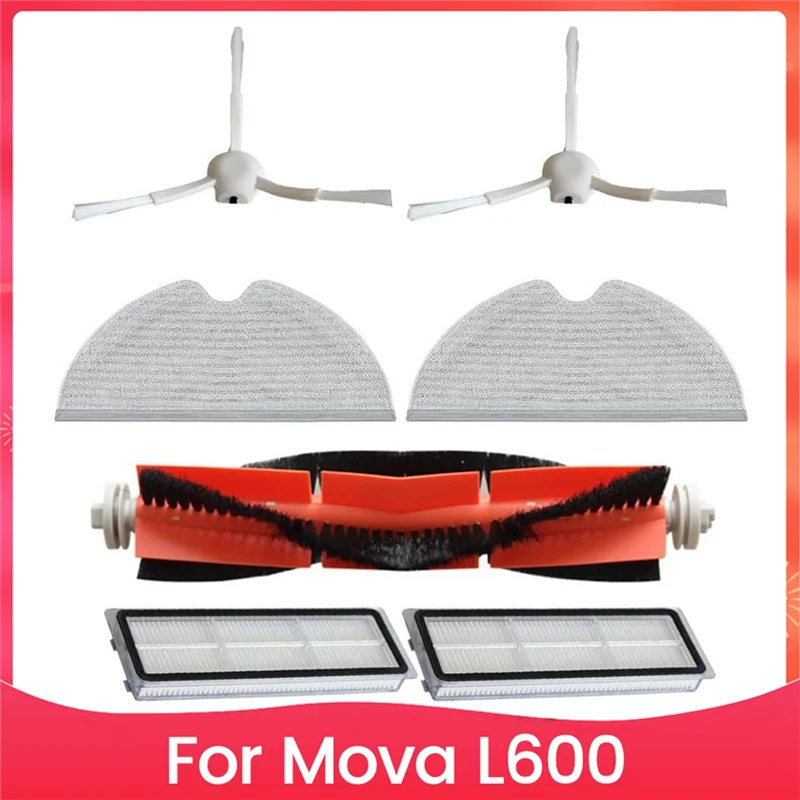 

ABRW-Accessories For Mova L600 Robot Vacuum Replacement Parts Main Side Brush Hepa Filter Mop Cloth