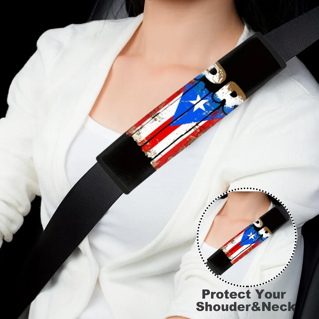 

2-Pack Puerto Rico Theme Car Seat Belt Pads for Cars Trucks SUVs Comfortable & Supportive Car Interior Accessory