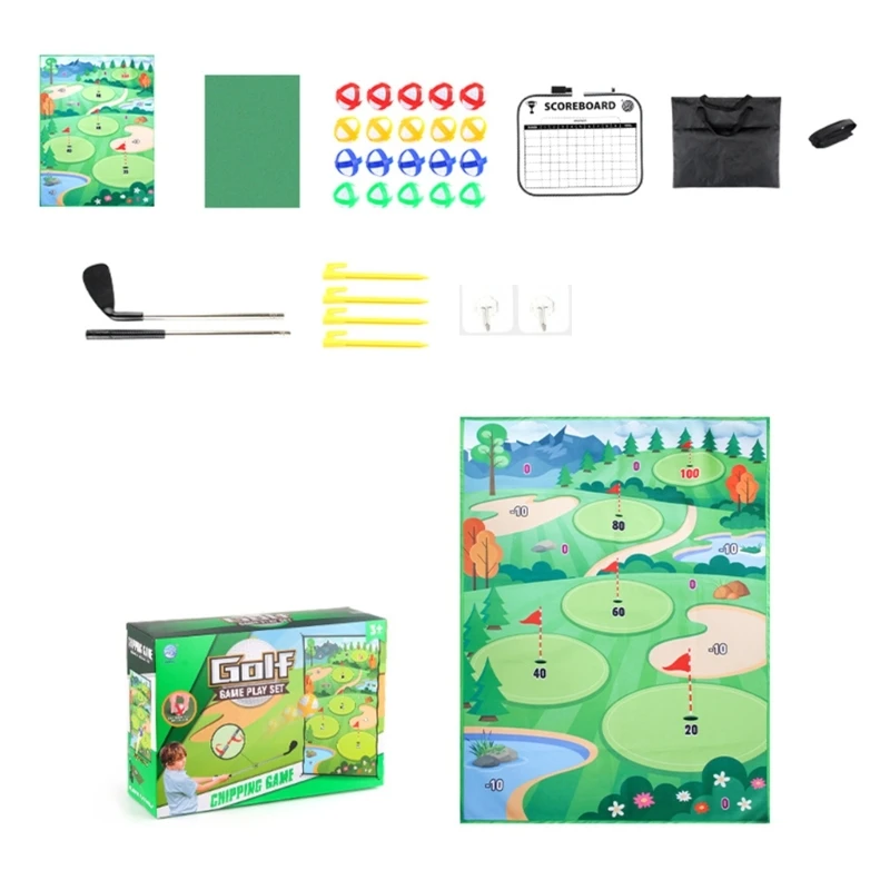 Golf Chipping Game Mat Set, Dart Practice Golf Hitting Training Mat for Adult Indoor Outdoor, Backyard Play Equipment