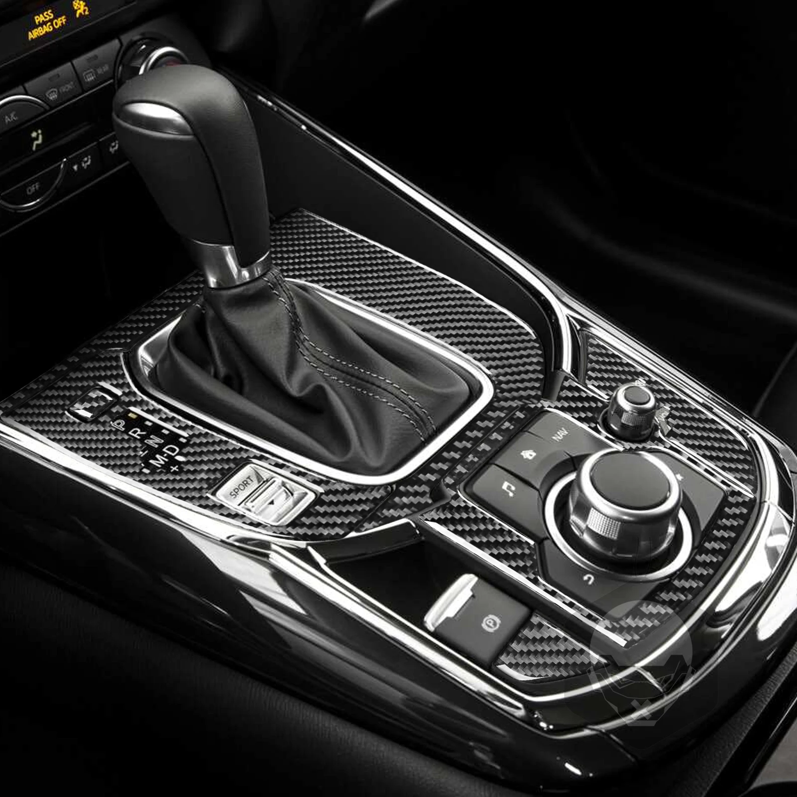 For Mazda CX9 CX-9 2016-2023 Real Carbon Fiber Gear Shift Air Outlet Window Lift Dashboard Set Car Interior Accessories  Sticker view 2