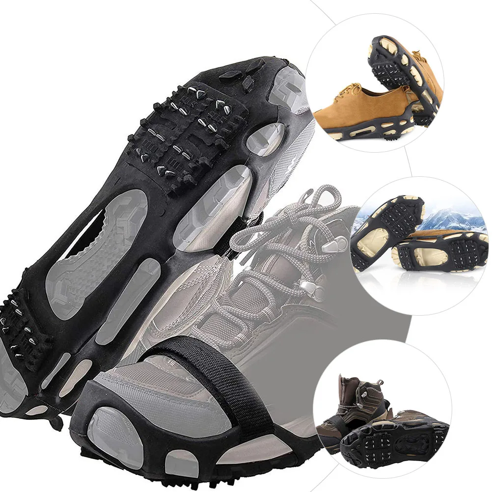 

1Set Anti-Slip Ice Grippers Black Tpe Snow Shoes Grippers Flexible Durable for Hiking Climbing Outdoor Supplies
