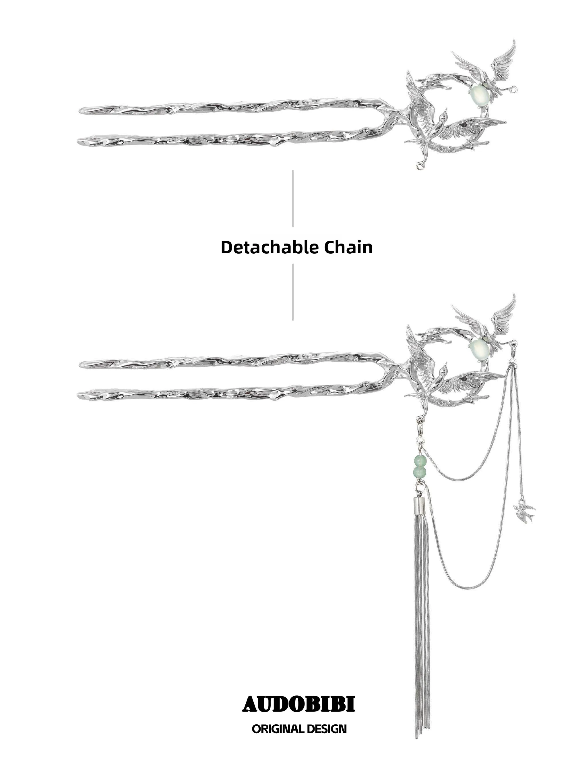 オリジナルデザインダブルプロングu字型タッセル取り外し可能なヘアピンミニマリストコールドスタイル合金ヘアピンファッショナブルなヘアアクセサリー