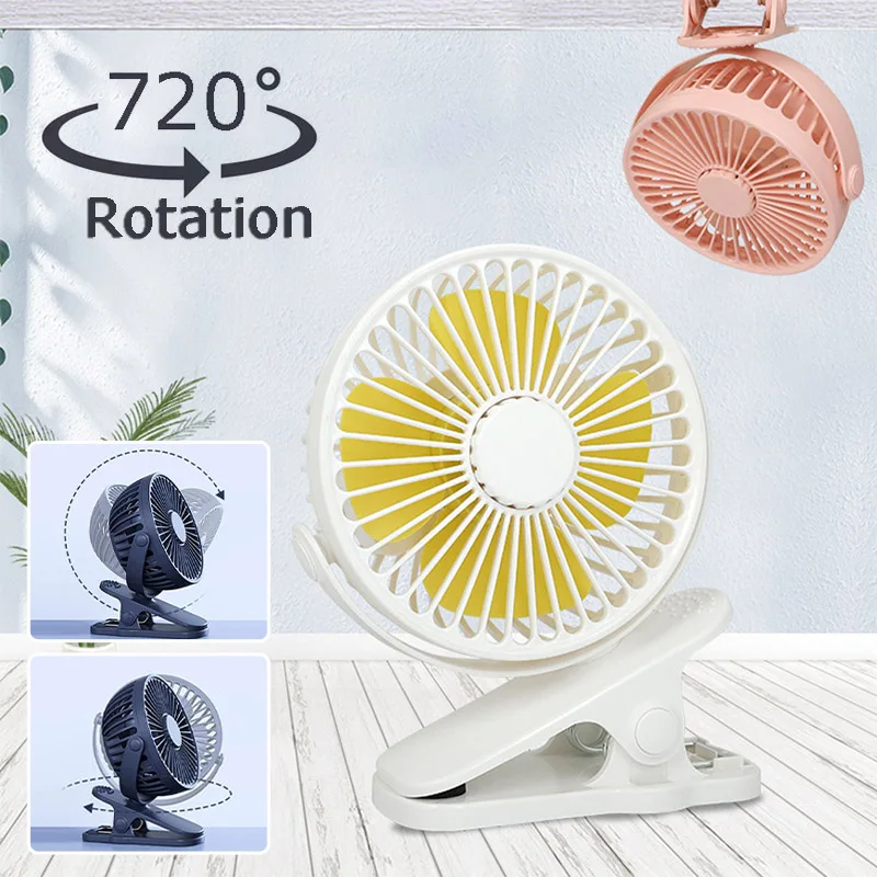 Mini Cooling Fan Portable Desktop Clip USB Charging Cool Fans 720 Degrees 3-speed Mute With Strong Wind For Home Bedroom Summer