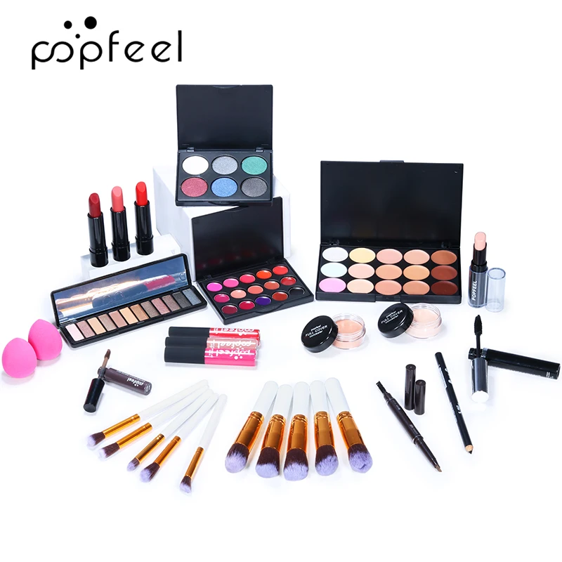 Vrouwen Make-Up Set Oogschaduw Concealer Lipgloss Mascara Lippenstift Eyeliner Set Borstel Make-Up Set Cosmetica Schoonheid Gezondheid