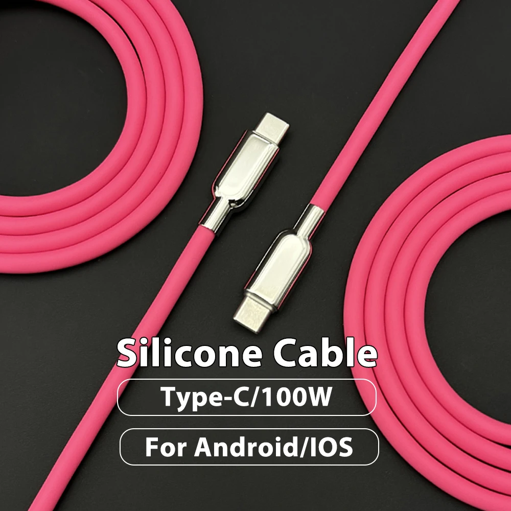 

100W Liquid Silicone Fast Charging Cable Type C to Type C Mobile Phone Cable For Huawei Xiaomi OPPO VIVO OnePlus USB C Data Wire