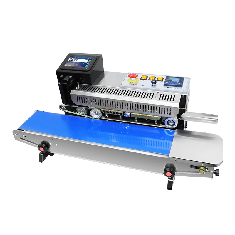 SP9 Continuous Bag Band Sealing Machine+Vertical Sealing+Date Printing+Seal belt Continuous Band Sealer QR Barcode Date Printer