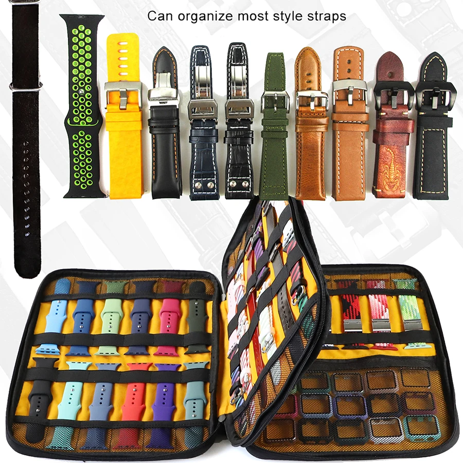 42 Slots Watch Band Organizer for Apple Watch Strap Storage Watch Band Holder Apple Watch Bracelet Case Bag Storage Box Pouch