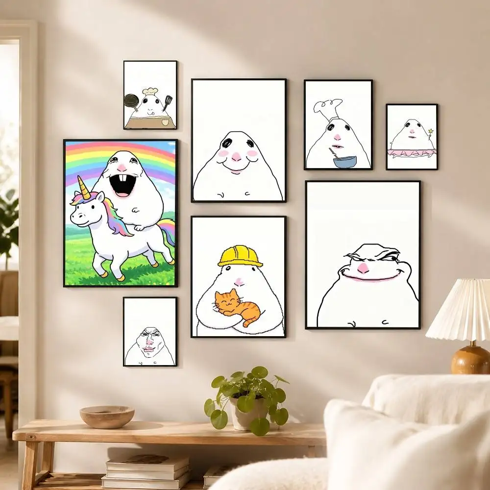 Creative Funny Hamster Meme  Poster High Quality Dorm Living Room Aesthetic Wall Decoration Painting Stickers Gift
