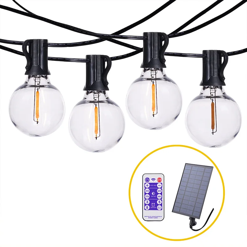 

Solar String Lights Outdoor G40 Patio Lights with 25/10 LED Shatterproof Bulbs for Garden Outside Backyard, Porch