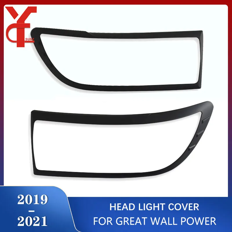 ABS Head Light Cover For GWM Great Wall Pao Great Wall Poer Power 2019 2020 2021 Pick Up Trunk Head Lamp Hood Car Accessories