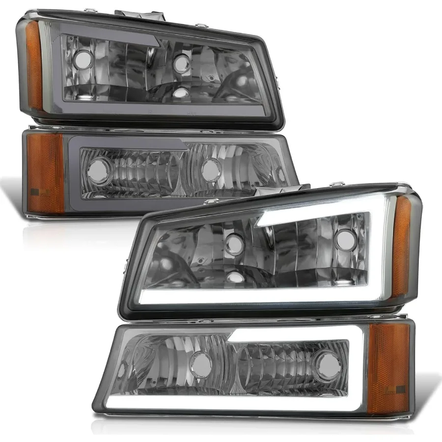 ثلاثية الأبعاد LED DRL العلوي الوفير مجموعة مصابيح ل 0306 سيلفرادو 15003500 1500HD 2500HD و Avalanche 1500 2500 كروم المدخن العنبر فيني #1