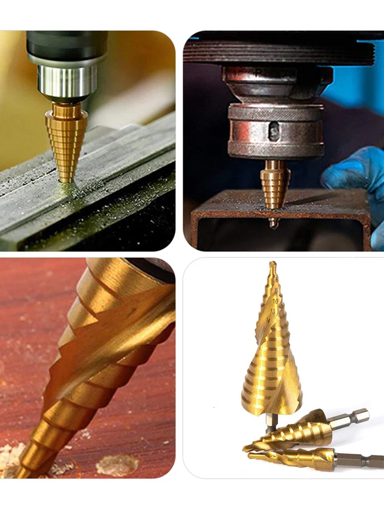 HSS Titanium Drill Bit 4-12 4-20 4-32 Drilling Power Tools Metal High Speed Steel Wood Hole Cutter Cone Drill Bits