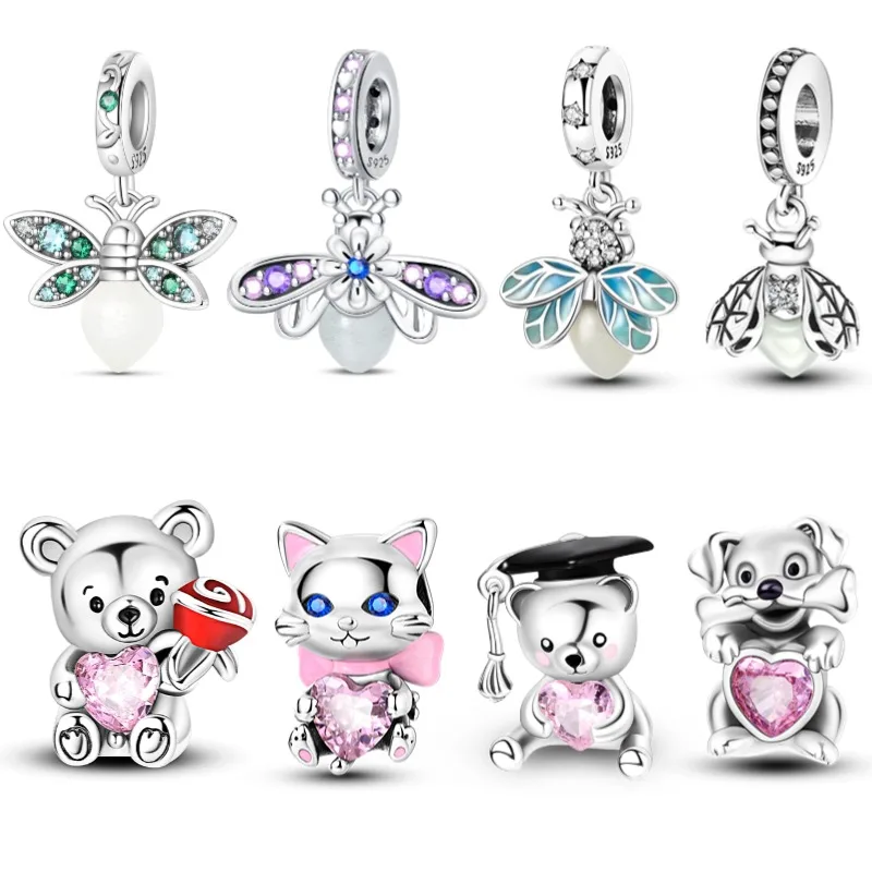 Suitable for 925 Original Bracelets, Smart Teddy Bear Footprints, 925 Charm Beads, DIY Production of Birthday Jewelry