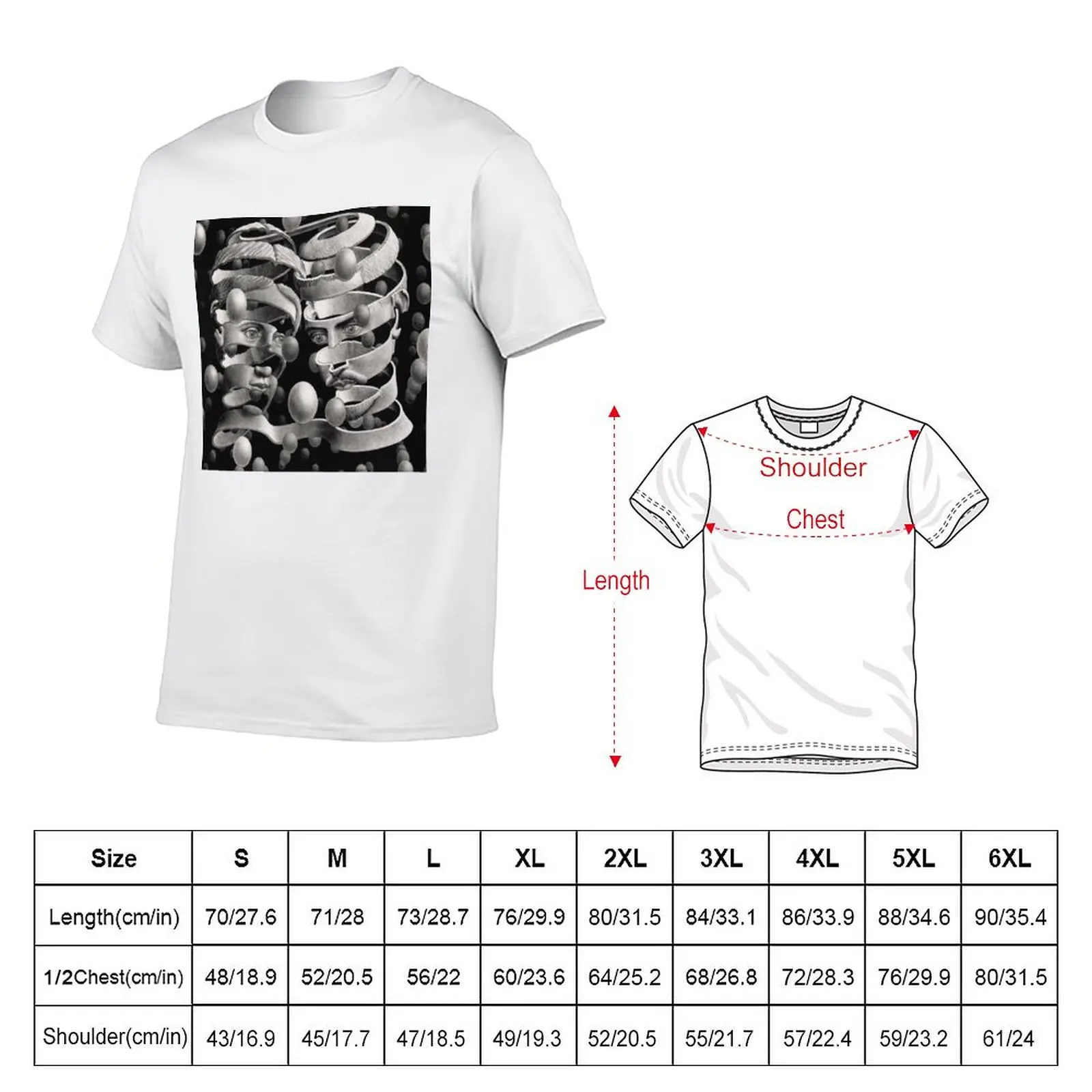 Escher T-Shirt blanks Short sleeve tee tees plain Men's clothing