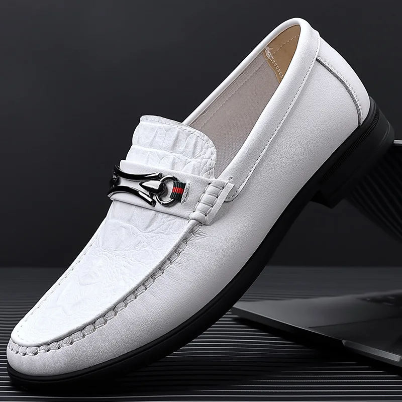 Mocasines de cuero informales para hombre, zapatos de vestir de lujo, moda británica, verano, 2024