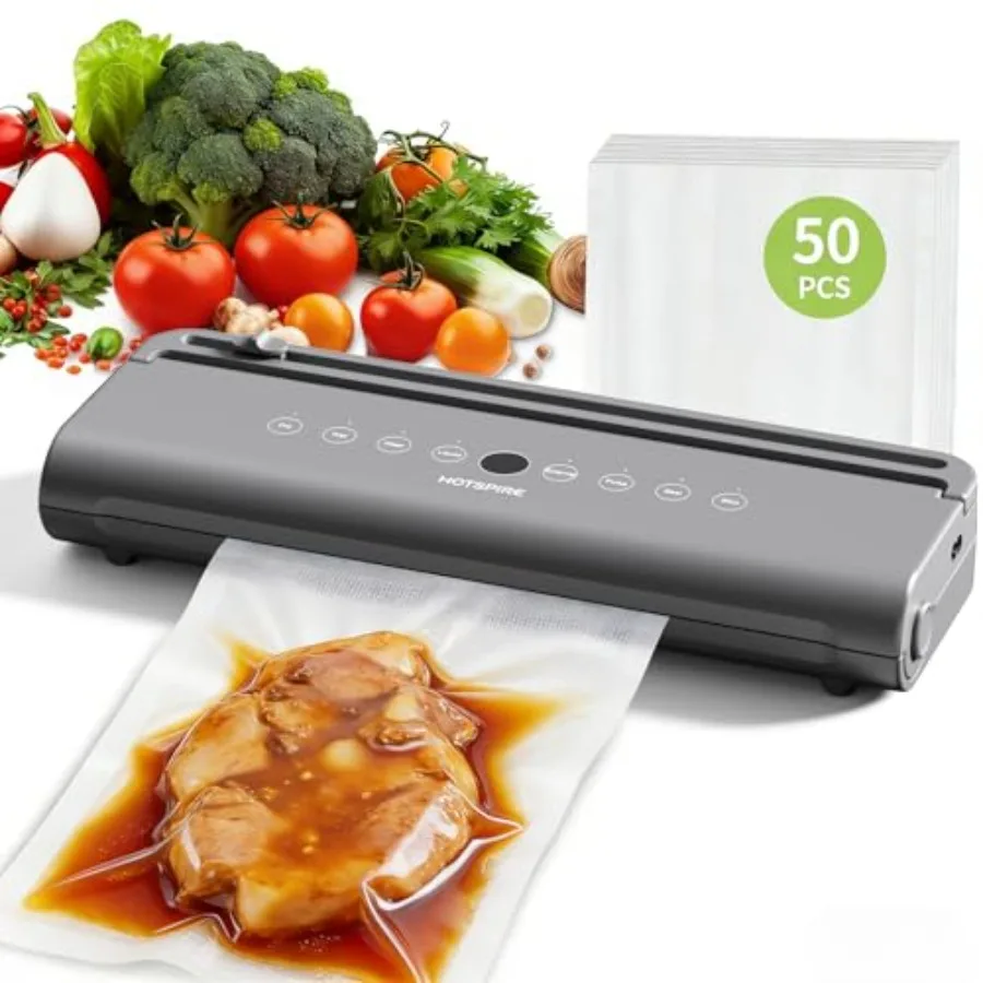 

Мощный вакуумный упаковщик для продуктов: непрерывная вакуумная упаковка для хранения на кухне и подготовки еды, для сухих и влажных продуктов