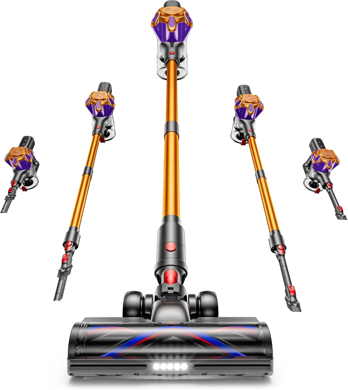 Cordless Stick Vacuum Cleaner, 580W 50Kpa Powerful Rechargeable Vacuum with 65-Min Runtime, Anti-Tangle Design, Self-Standing, Lightweight for Home Hardwood Floors, Carpets and Pet Hair
