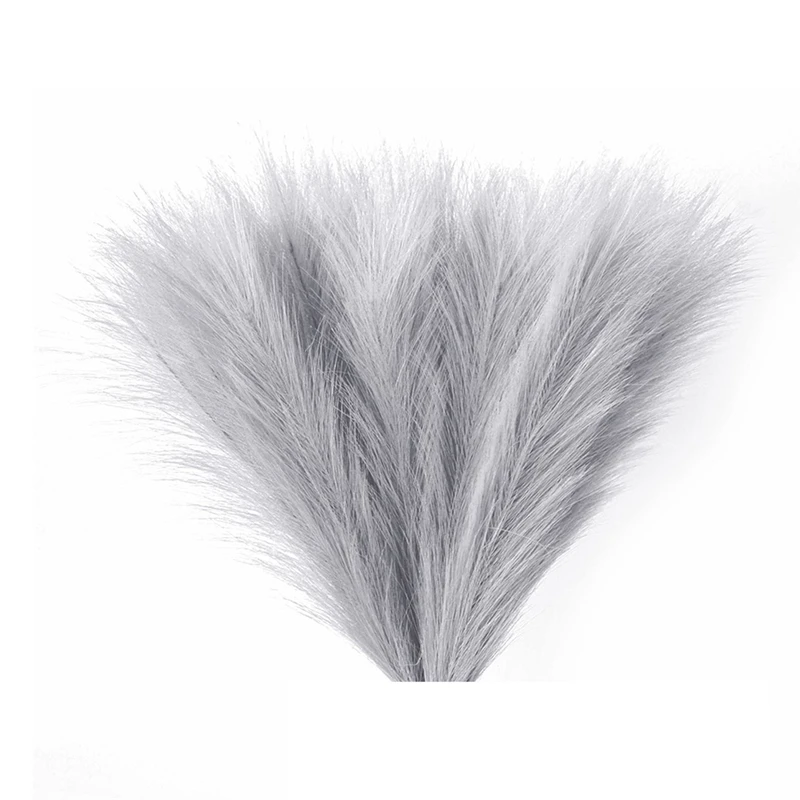 5Piece Faux Pampas Grass,18In/45Cm Pompous Grass Flower Arrangement For Boho Home (Grey)