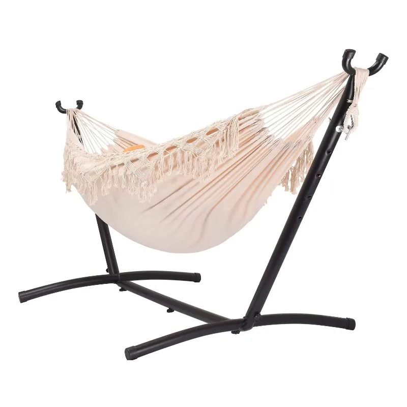 High quality hammock canvas hammock with fringe portable bag hammock with bracket