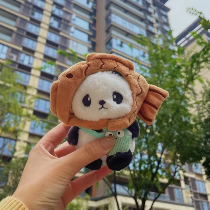 Plush Panda Keychains Cute Taiyaki Panda Doll Keychain For Bag Pendant Couple Keyring Kawaii Cartoon Stuffed Keychain Wholesale