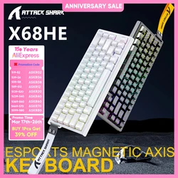 ATTACK SHARK X68HE Magnetic Mechanical Keyboard 8K Low Delay E-Sports Gaming Keyboard RGB 0.01mm RT Accuracy PC Accessories Gift