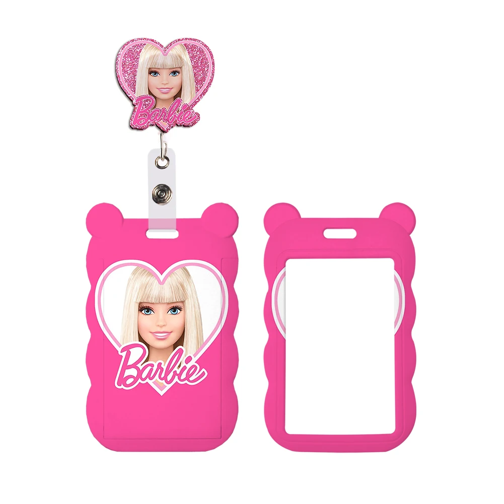 

Fashion Barbie Lanyards Cute Badge Holder ID Card School Card Reel Clip Resin Pass Hang Rope Lanyard for Girls Accessories Gifts