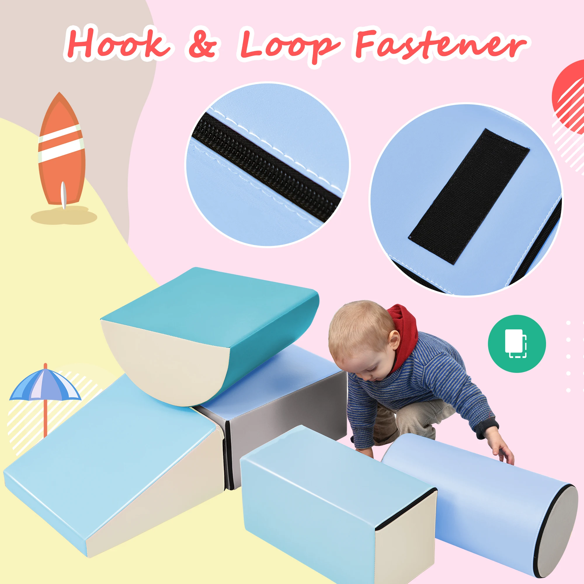 Toddler Indoor Climb and Crawl Activity Playset,Soft Foam Playset Including Building Blocks Assorted and Ramp,Lightweight Indoor