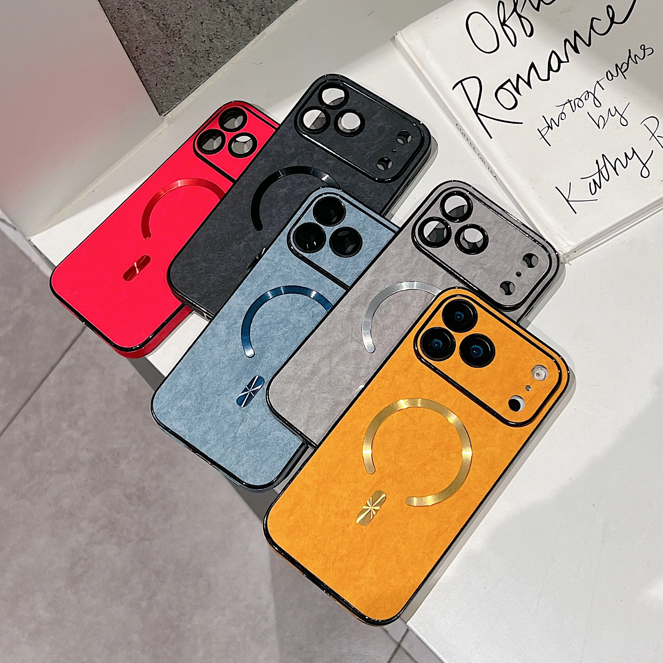 

Shockproof Leather Wireless Charging Magnetic Phone Case For iPhone 17 Pro Max 16 15 14, Matte Built-in Camera Protection Cover
