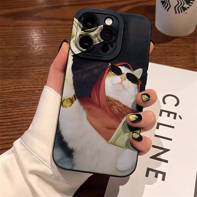 Crazy Racing Cat meme Lustige Silikonhüllen für iPhone 17 16 15 14 Pro Max Plus Hülle iPhone 13 12 11 7 8 XS XR Stoßfeste Coque – Detail 7