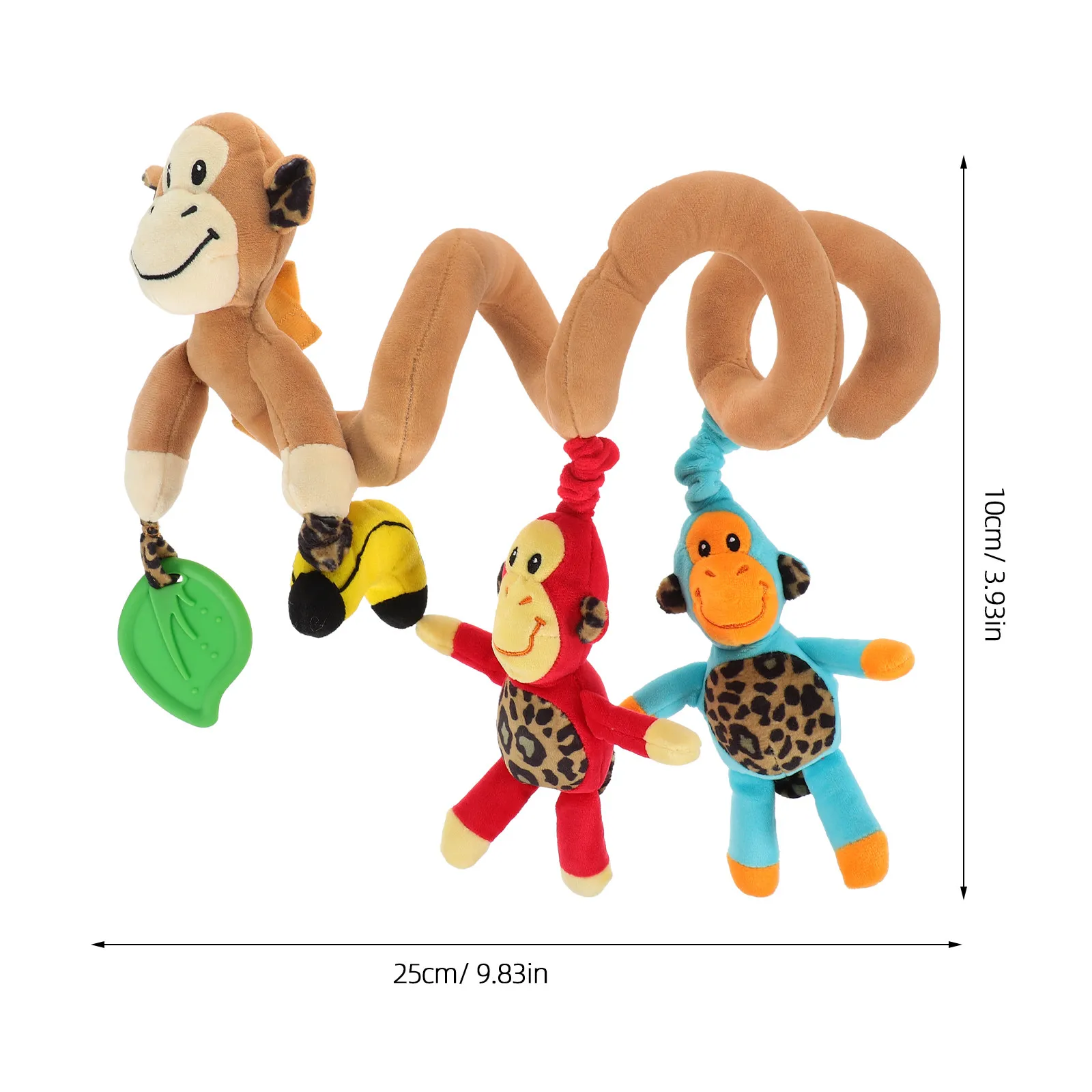 Monkey Design Infant Baby Activity Spiral Bed Stroller 4 Hanging Characters Encourage Reach Pull Squeeze Bright Colors Tactile