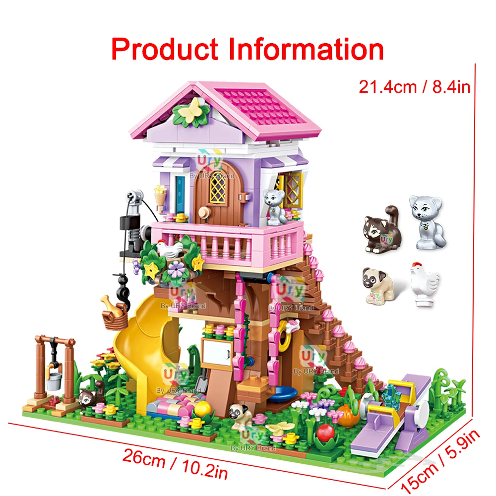 Friends Jungle Camping Tree House Summer Party Adventure Playground Sets for Girl Assembling Building Blocks Toys Birthday Gifts