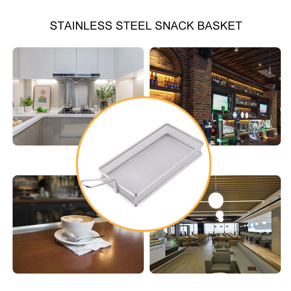 

Stainless Steel Frying Basket Mesh Colander Design Long Handle for Pot Deep Frying French Fries Chips Fried Snack Basket