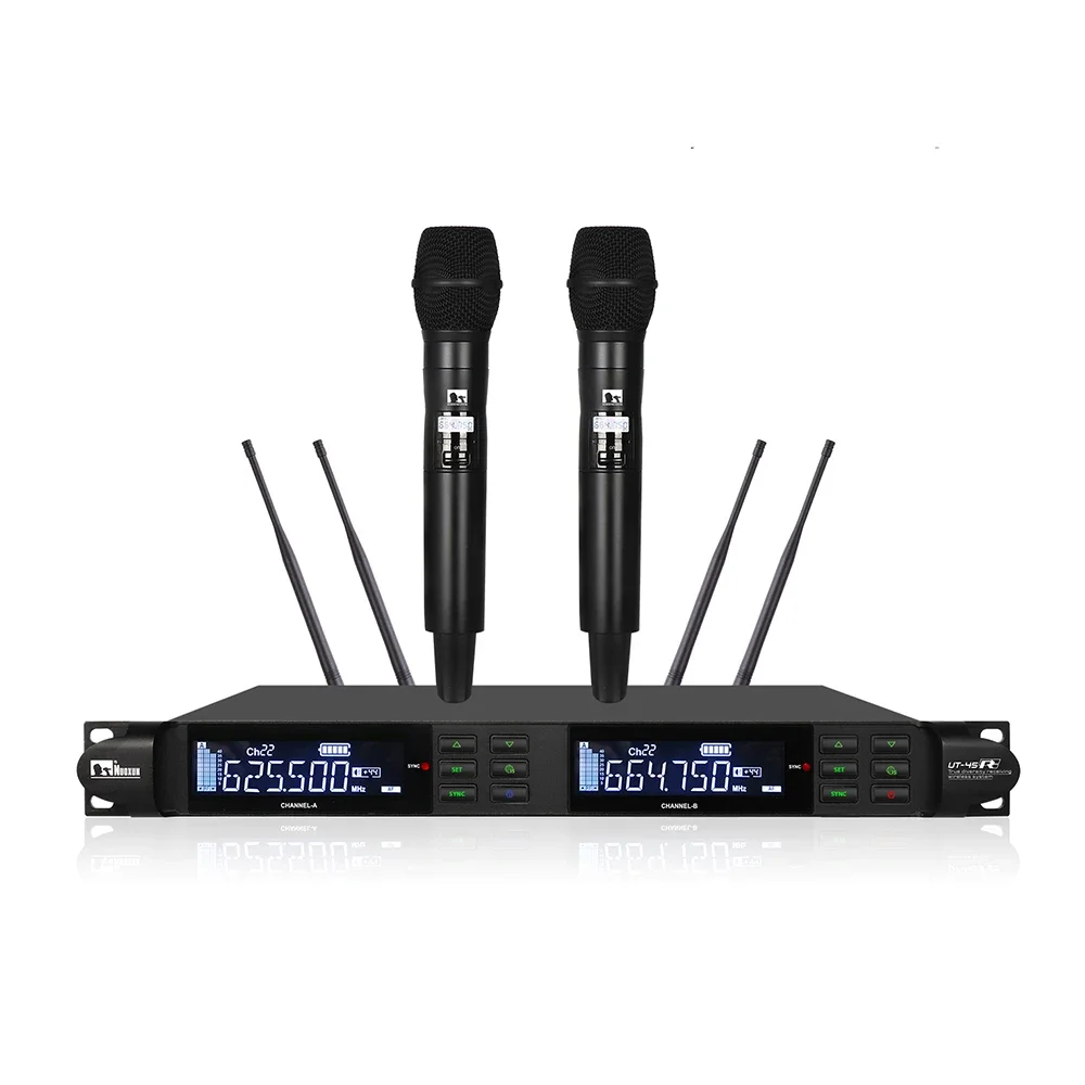 sure true diversity cordless dual channel adjustable frequency handheld professional wireless microphone