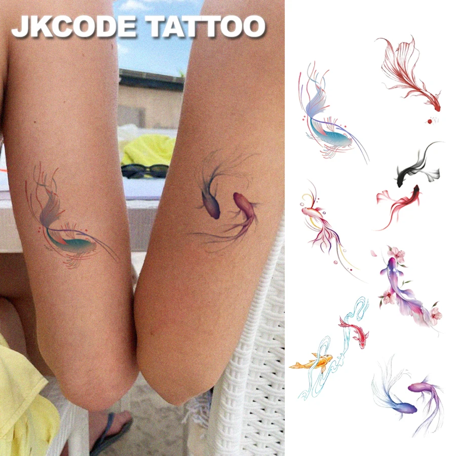 

7 Pack Waterproof and Durable Fish Tattoo Sticker-Women's Finger Tattoo Hands Neck Feet Long-Lasting Waterproof Tattoo Sticker-Elegant Durable Tattoo Sticker Body Art
