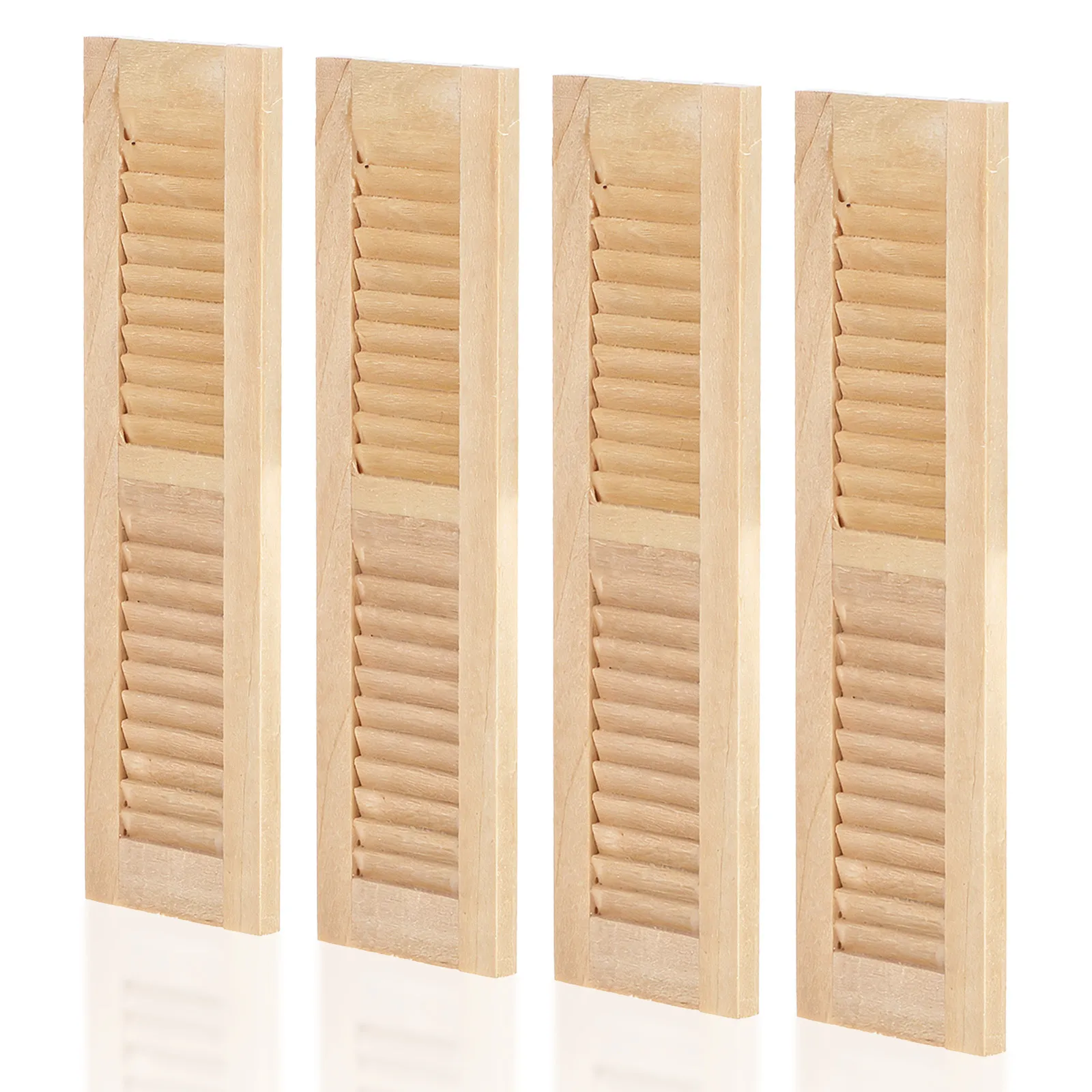 

4Pcs Miniature Furniture Mini House Wooden Blinds Ornament for Mini House Accessories Window Decoration Front Door Blinds
