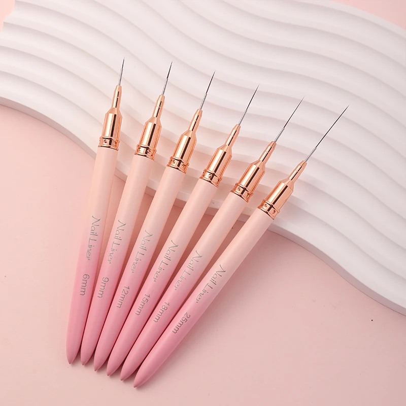 

Pink Nail Art Brushes 4/8/12/20/25mm Fine Drawing Nail Liner Brush Painting Art Design Drawing Tool for Long Lines Thin Details