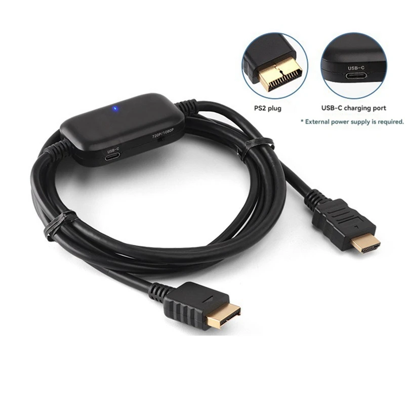 New For PS2 To -Compatible Adapter 1080P Picture Quality Upscaler -Compatible Converter Cable For Sony PS2 Console