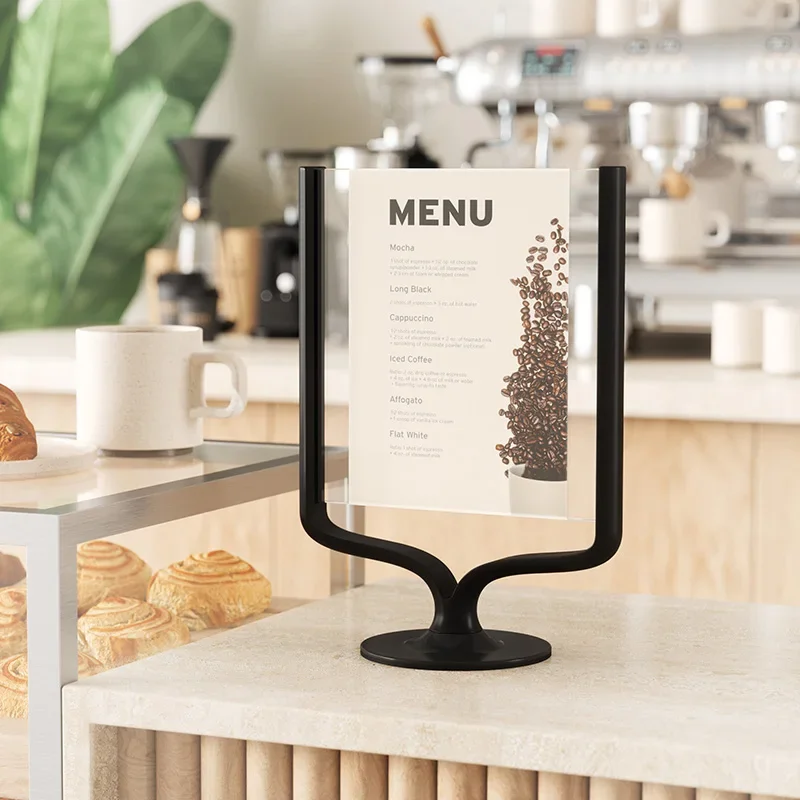 Modern Restaurant Price Display Board Coffee Shop Bar Table Card Double-sided Transparent Advertising Promotional Display Rack